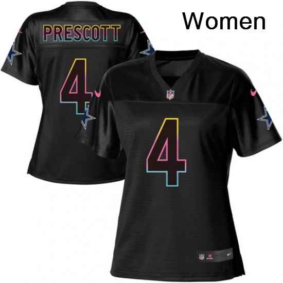 Womens Nike Dallas Cowboys 4 Dak Prescott Game Black Fashion NFL Jersey